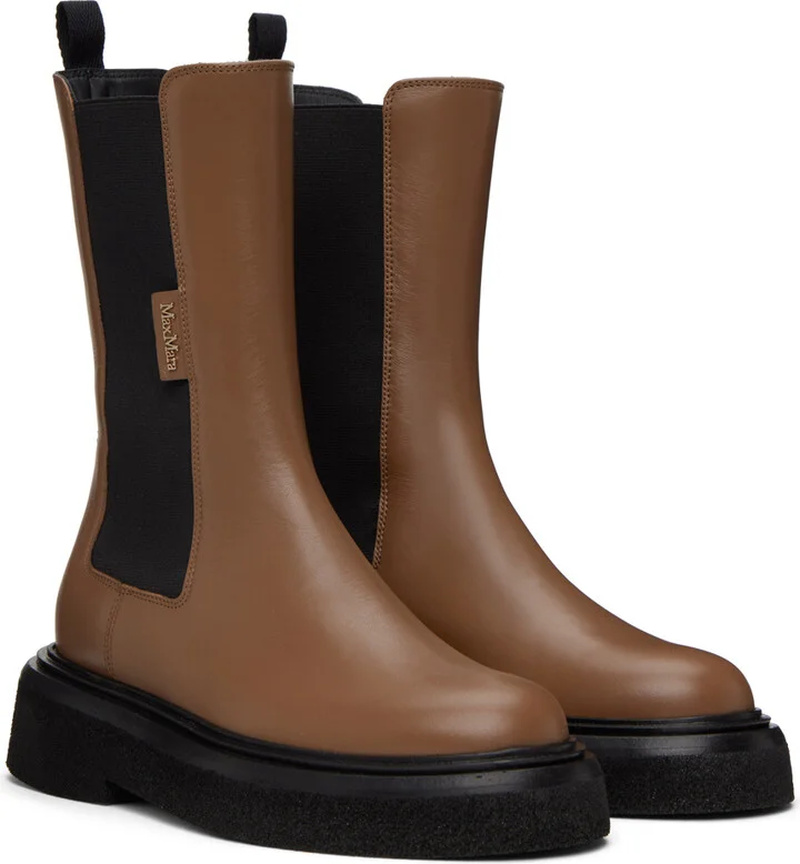 Max Mara Brown English Chelsea Boots - Image 4