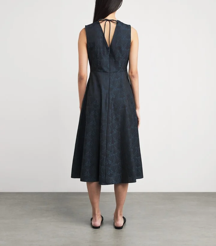 Max Mara Crystal Brooch Jacquard Midi Dress - Image 3