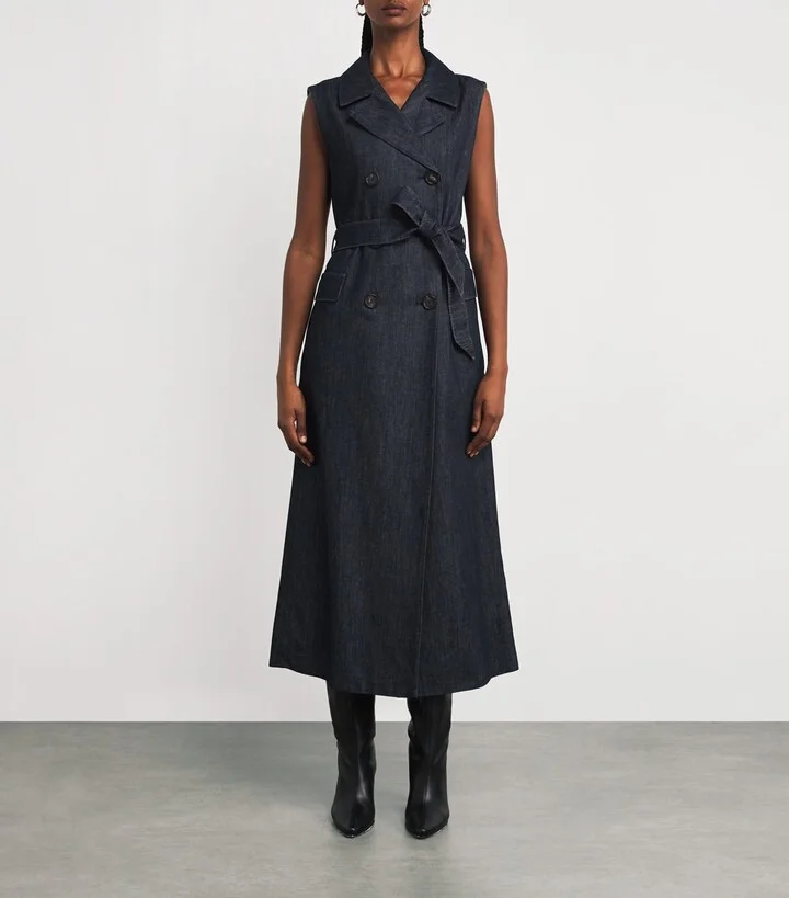 Max Mara Denim Double-Breasted Midi Dress - Image 3