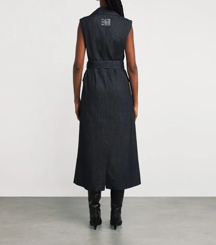 Max Mara Denim Double-Breasted Midi Dress - Image 4