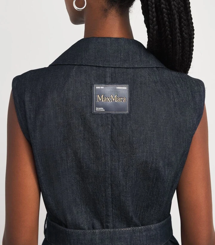 Max Mara Denim Double-Breasted Midi Dress - Image 6