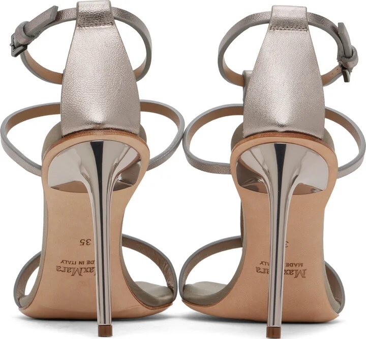 Max Mara Gray Metallic Nappa Leather Sandals - Image 2
