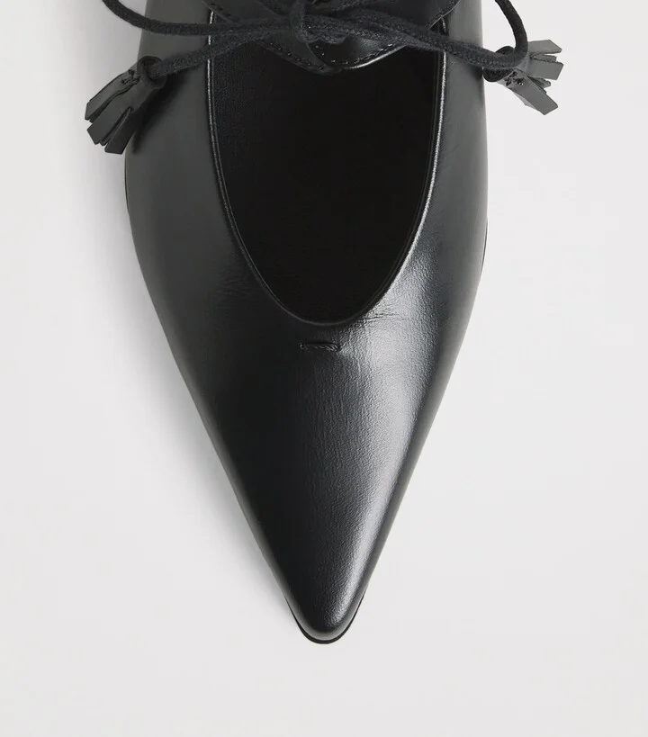 Max Mara Leather Tapered Ballet Flats - Image 4