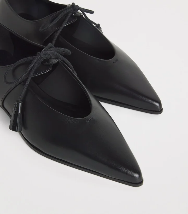 Max Mara Leather Tapered Ballet Flats - Image 5