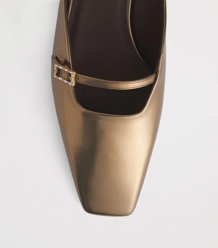 Max Mara Metallic Leather Mules 35 - Image 3