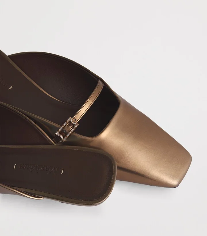 Max Mara Metallic Leather Mules 35 - Image 4