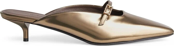 Max Mara Metallic Leather Mules 35