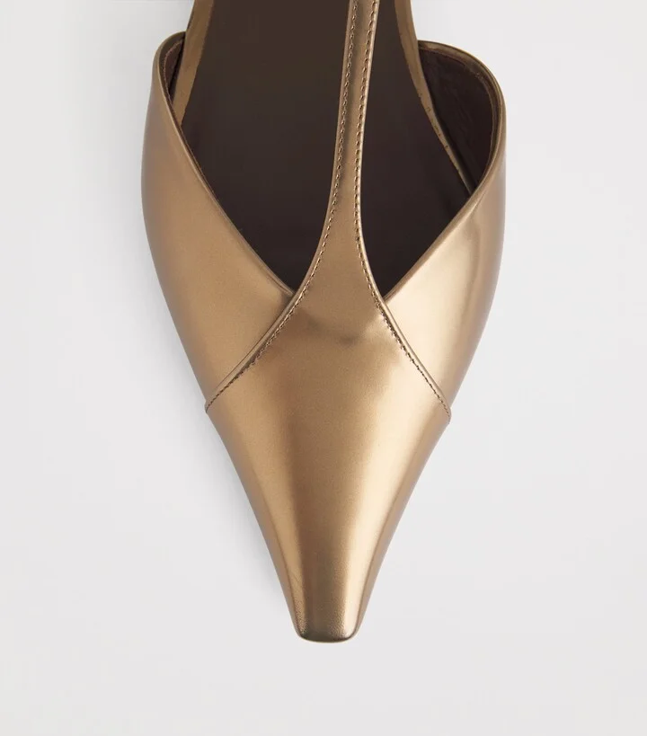 Max Mara Metallic Leather Sandals - Image 3