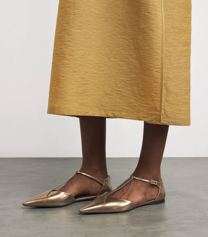 Max Mara Metallic Leather Sandals - Image 4