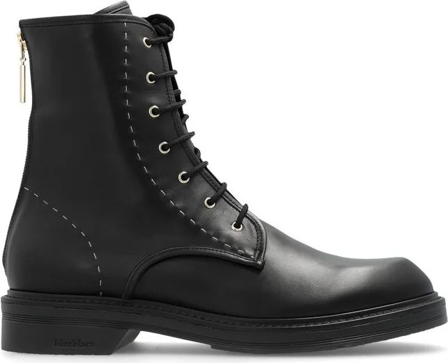 Max Mara Round Toe Lace-Up Combat Boots