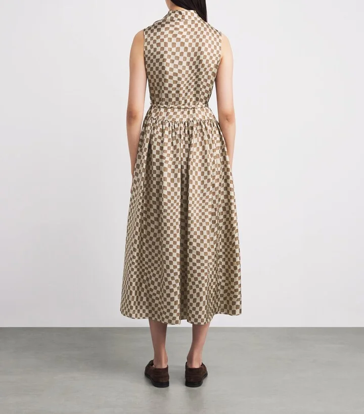 Max Mara Silk Check Midi Dress - Image 3
