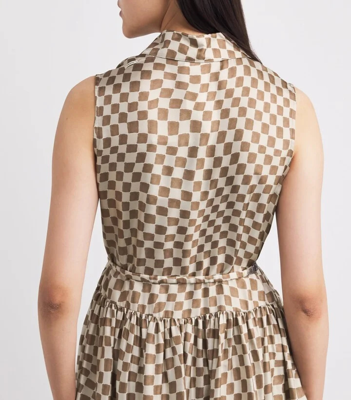 Max Mara Silk Check Midi Dress - Image 4
