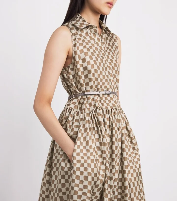 Max Mara Silk Check Midi Dress - Image 6