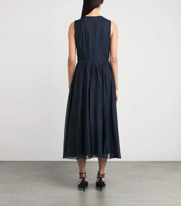 Max Mara Silk Pleated Midi Dress - Image 3