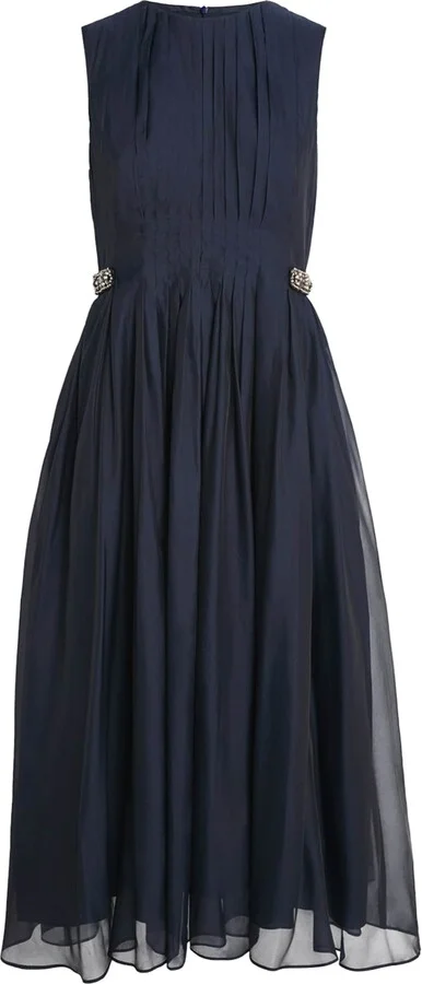 Max Mara Silk Pleated Midi Dress