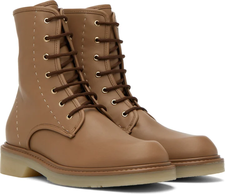 Max Mara Tan Urban Combat Boots - Image 4