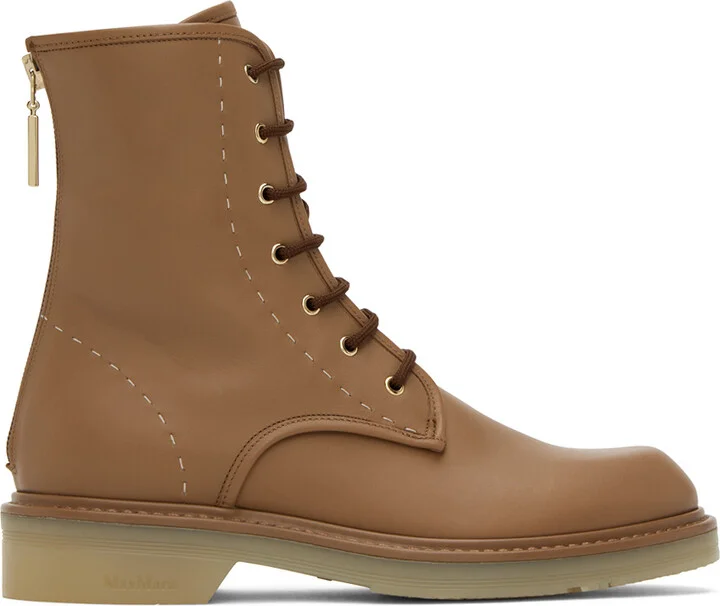 Max Mara Tan Urban Combat Boots