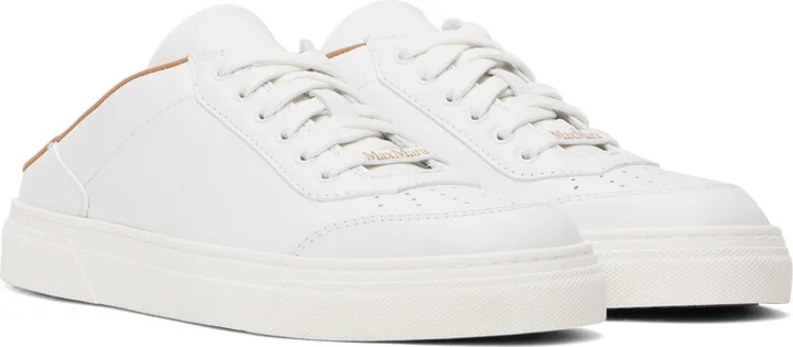 Max Mara White Leather Slide Mule Sneakers - Image 4
