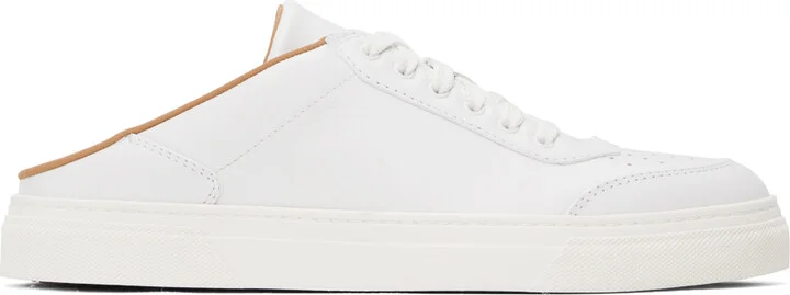 Max Mara White Leather Slide Mule Sneakers