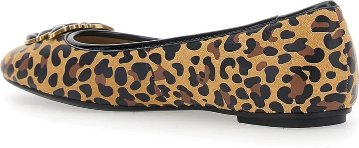 'max' Multicolor Ballet Shoes With Logo Love Birds Diamond Cut On The Front And Leopard Motif In Suede Woman - Image 3