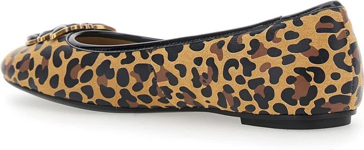 'Max' Multicolor Ballet Shoes With Logo Love Birds Diamond Cut On The Front And Leopard Motif In Suede Woman - Image 3