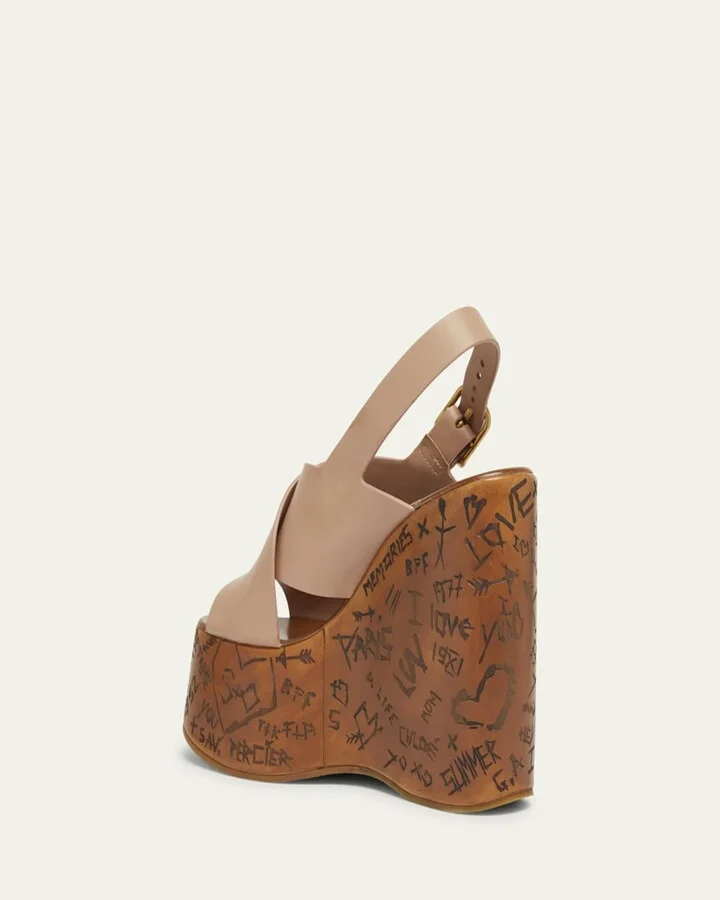Maxime Leather Crisscross Platform Wedges - Image 4