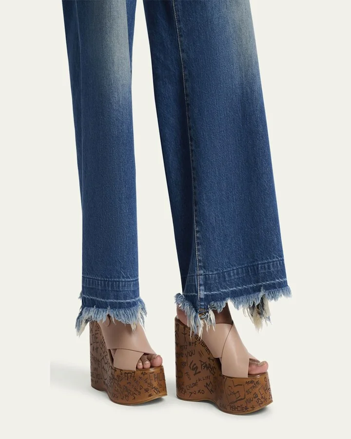 Maxime Leather Crisscross Platform Wedges - Image 11