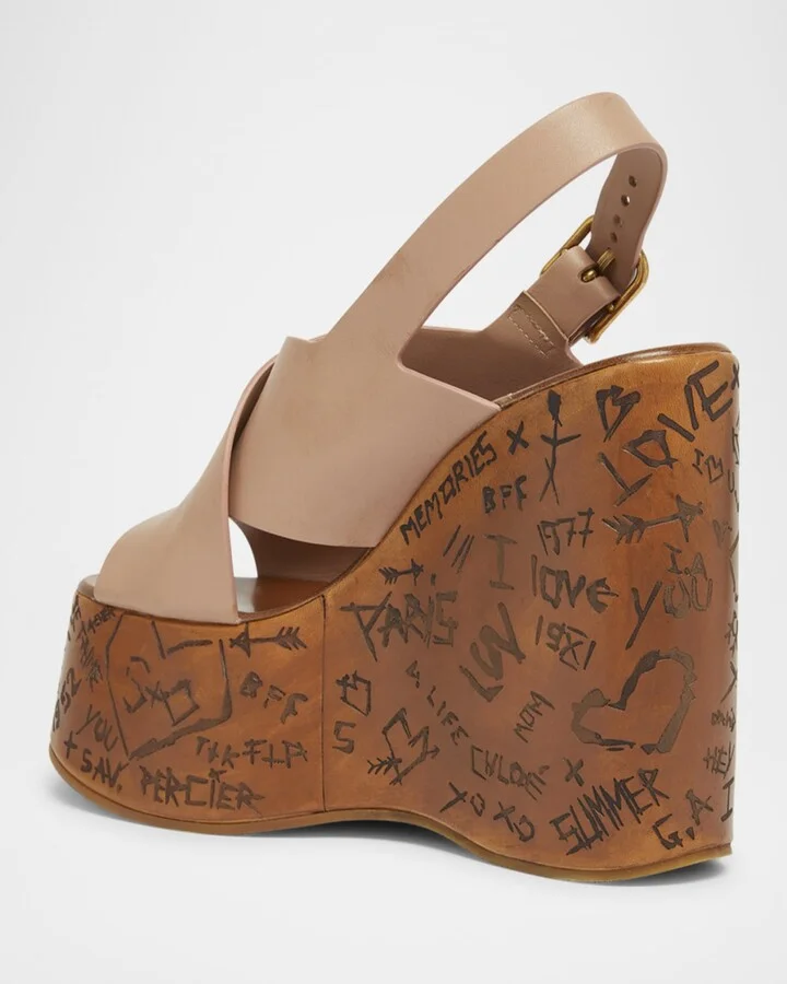 Maxime Leather Crisscross Platform Wedges - Image 7