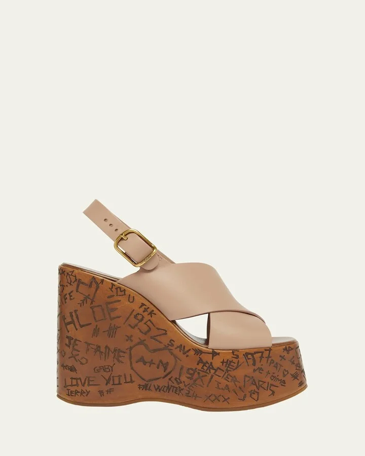Maxime Leather Crisscross Platform Wedges