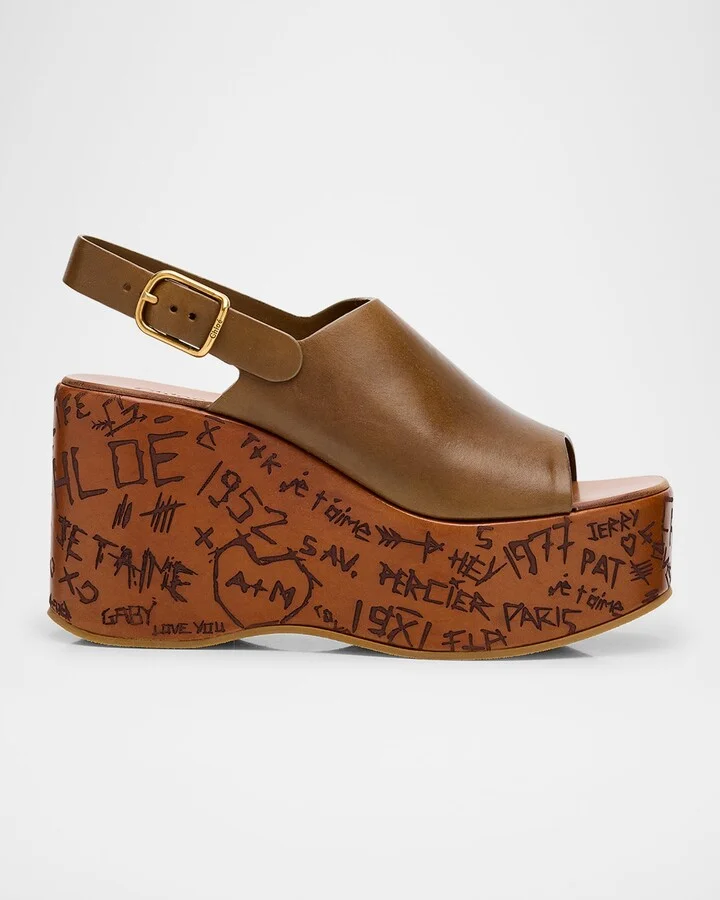 Maxime Leather Slingback Platform Sandals