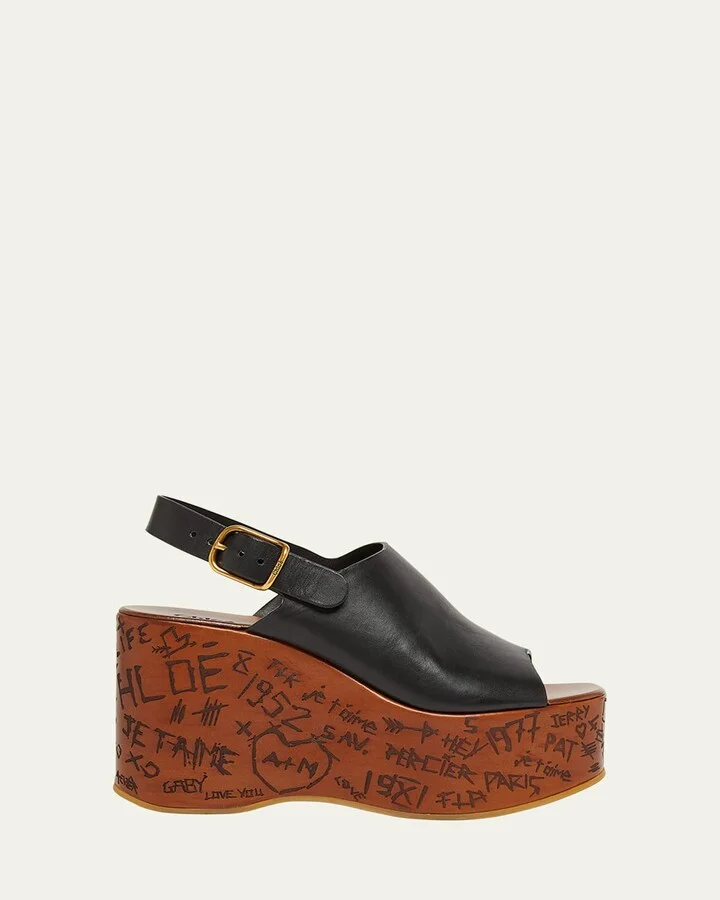 Maxime Leather Slingback Platform Sandals