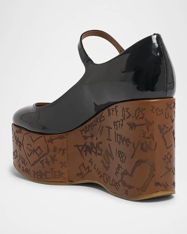 Maxime Patent Leather Platform Wedge Sandals - Image 4