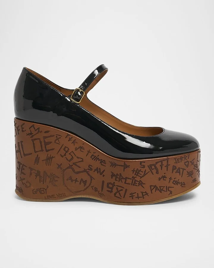 Maxime Patent Leather Platform Wedge Sandals