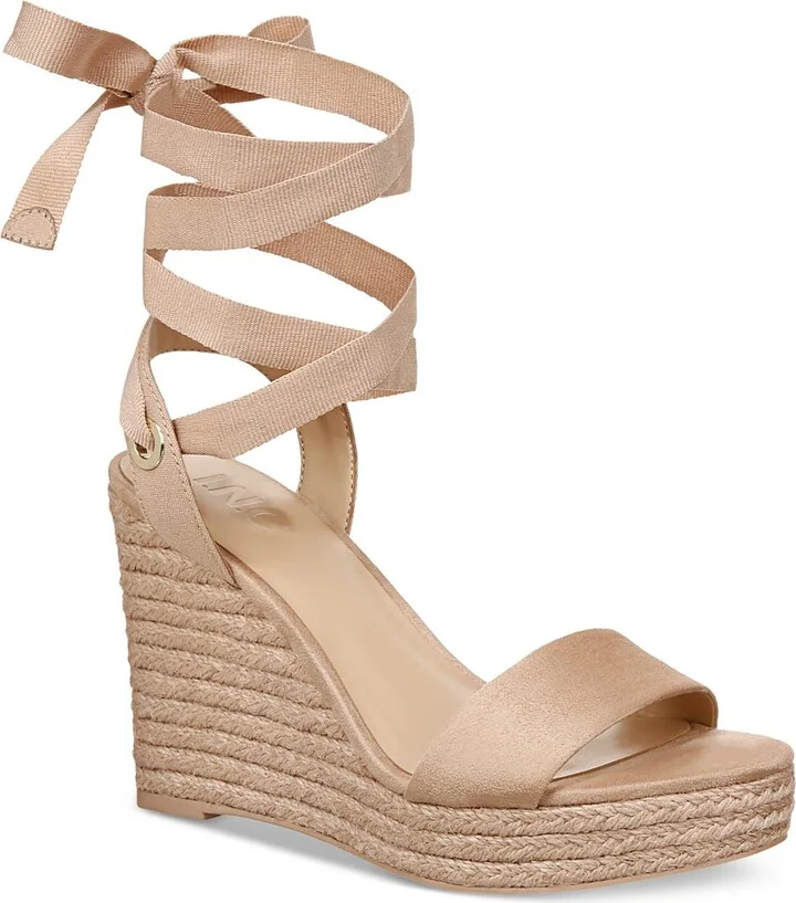 Maxx Womens Faux Suede Open Toe Wedge Sandals