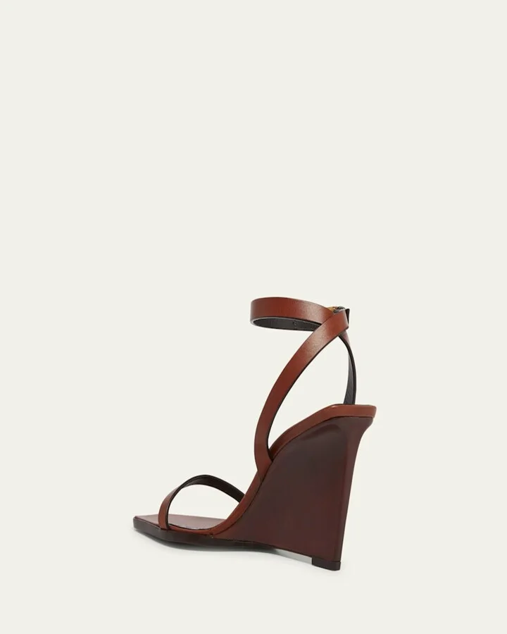 May Leather Ankle-Strap Wedge Sandals - Image 9