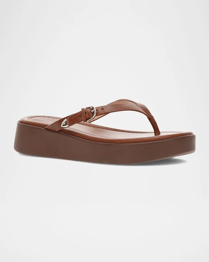 Maya Leather Buckle Thong Sandals - Image 5