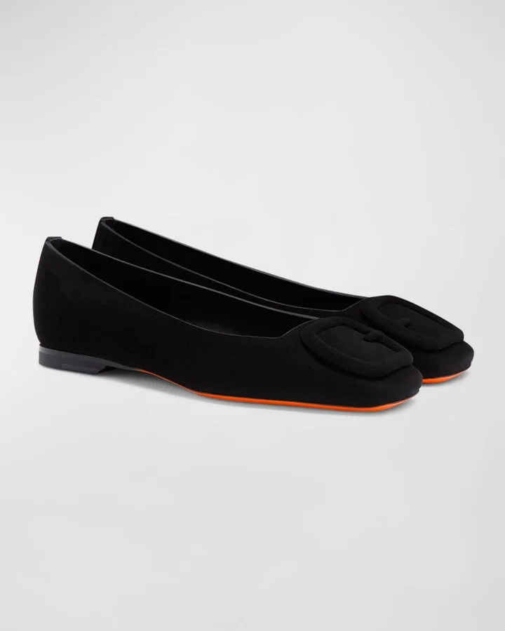 Maya Suede Buckle Ballerina Flats - Image 3