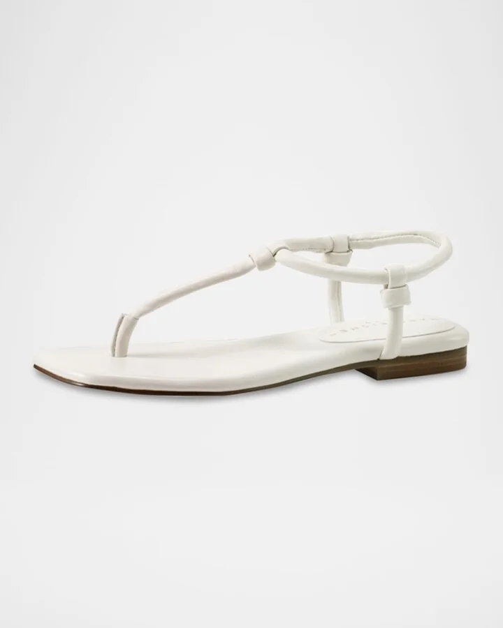 Maycee Tubular Leather T-Strap Flat Sandals - Image 4
