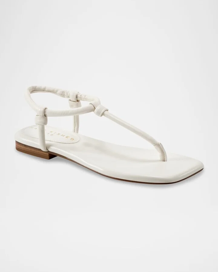 Maycee Tubular Leather T-Strap Flat Sandals - Image 5