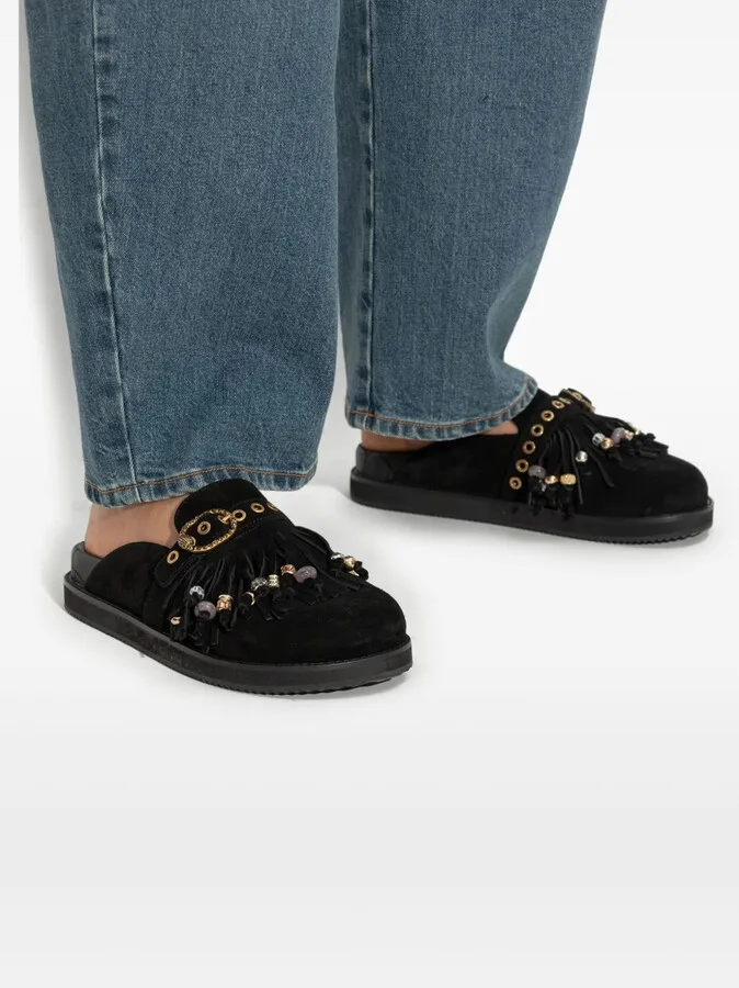 Mayfair fringe embellished buckle mules - Image 4