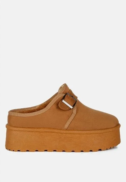 Mayfield Buckle Strap Fur Platform Classic Slip-On Women