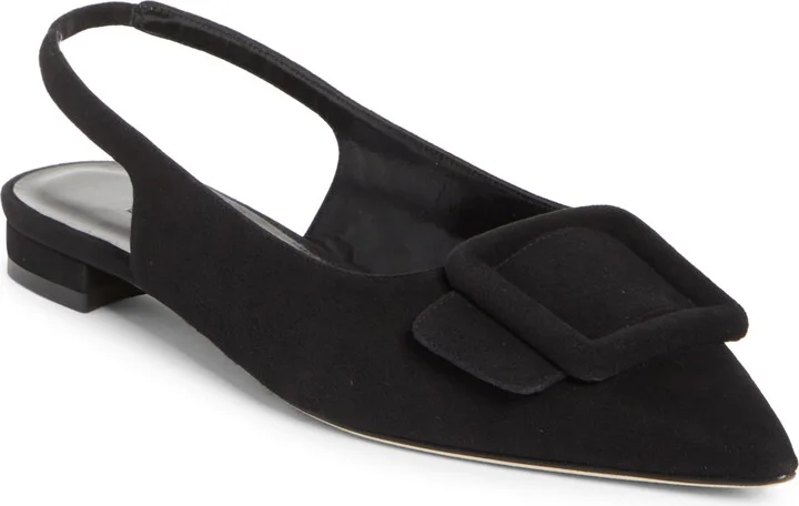 Maylura Buckle Pointed Toe Slingback Flat