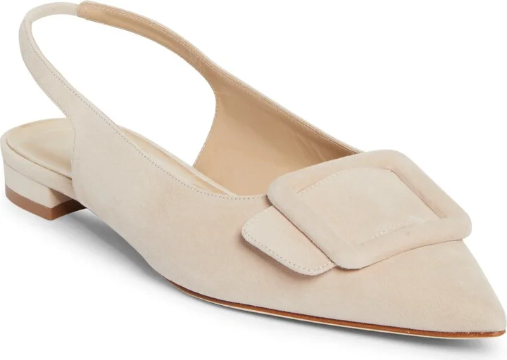Maylura Buckle Pointed Toe Slingback Flat