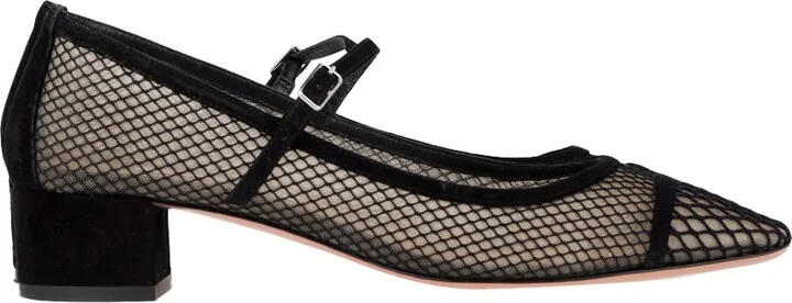 Mayor Mesh Pumps in Black Suede