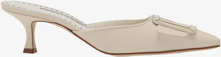 Maysale 50 Pearl Buckle Silk Mules