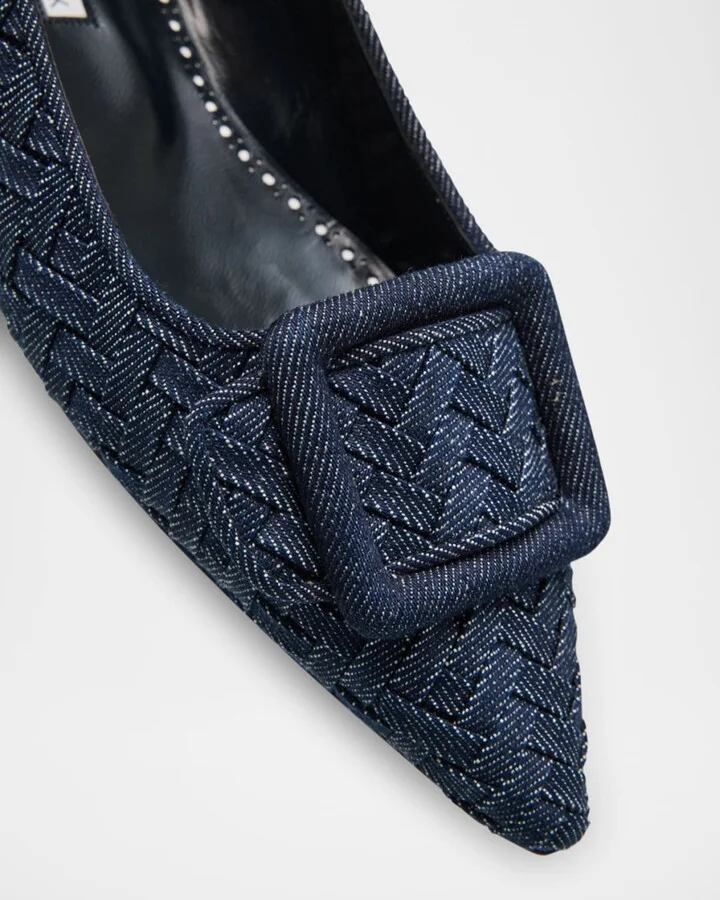 Maysale Chambray Flat Ballerina Pumps - Image 7