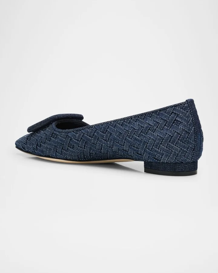 Maysale Chambray Flat Ballerina Pumps - Image 8