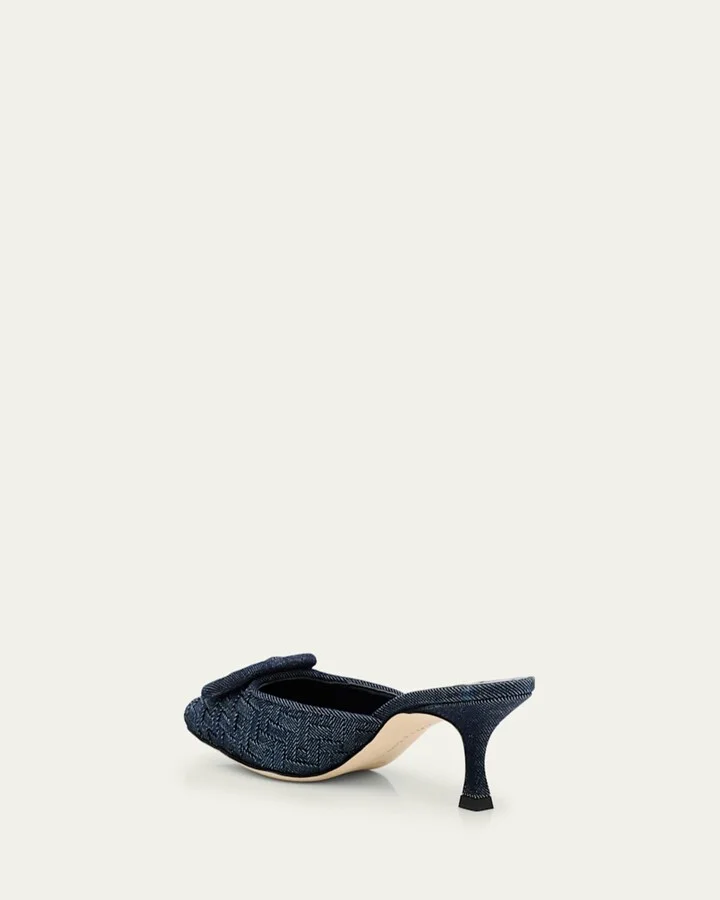 Maysale Denim Buckle Mules - Image 9