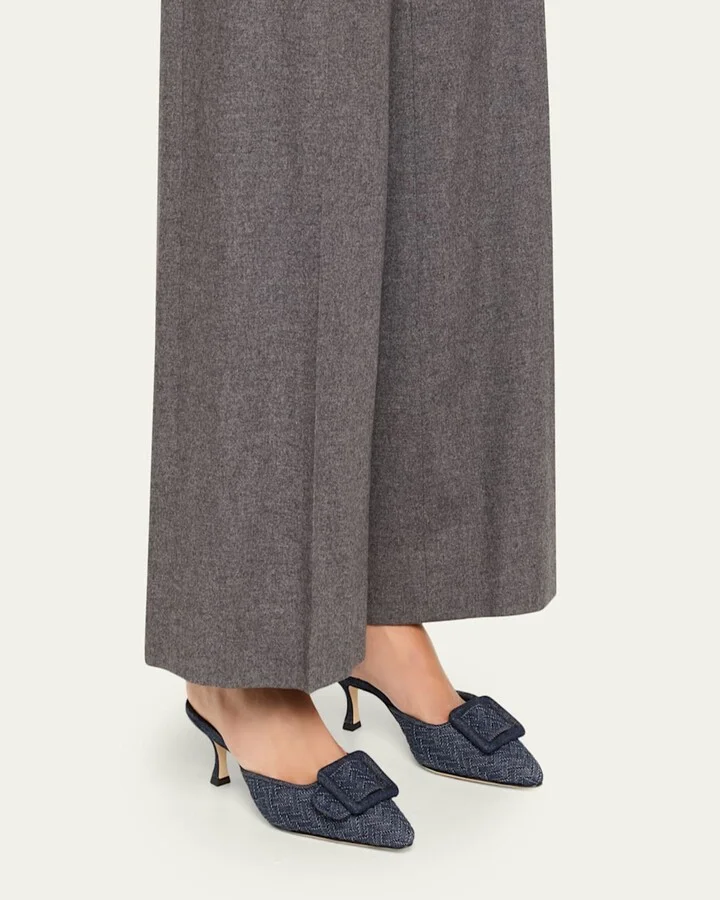 Maysale Denim Buckle Mules - Image 10