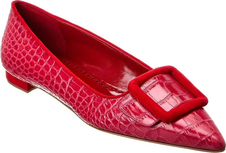 Maysale Embossed Leather Flat